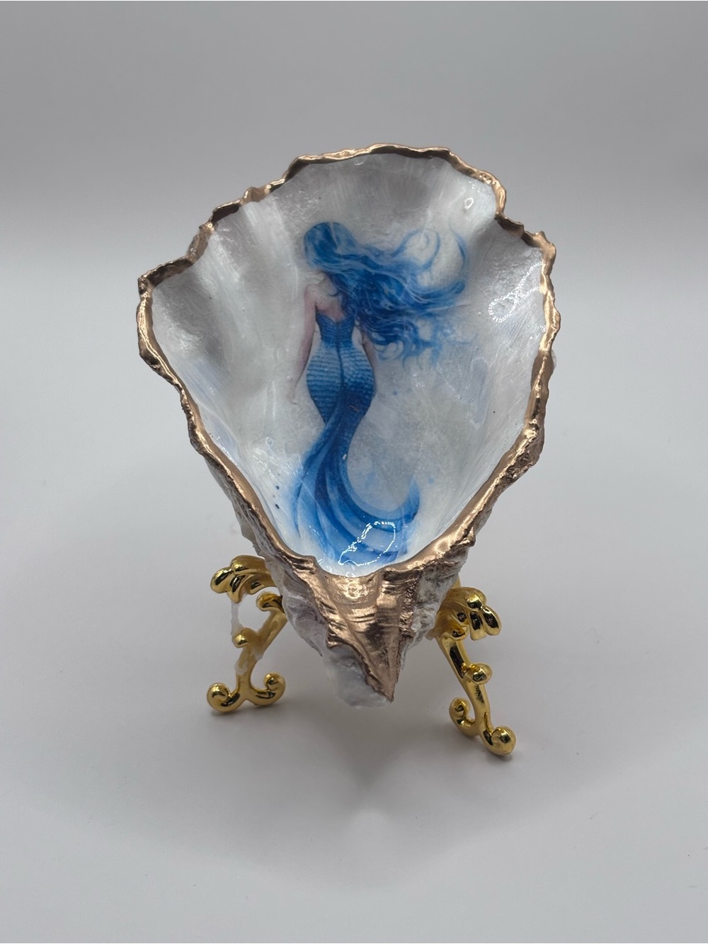 Mermaid Shell Decorative Bowl - Blue and White